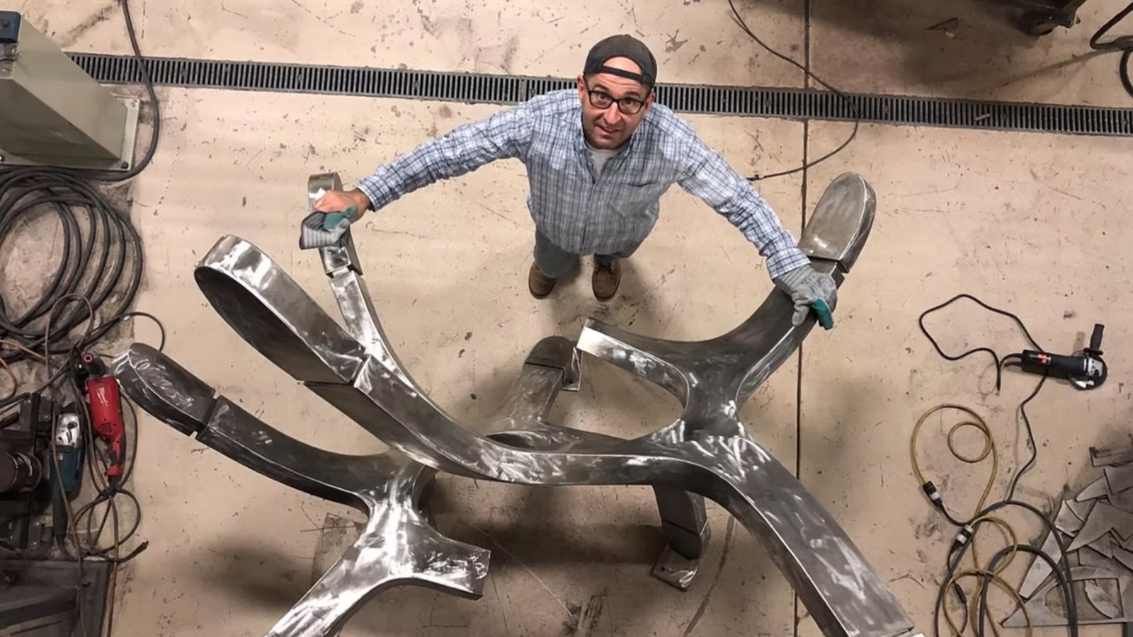 Mike Hansel fabricating a sculpture in his studio